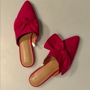 Sueded Pink Bow Flats